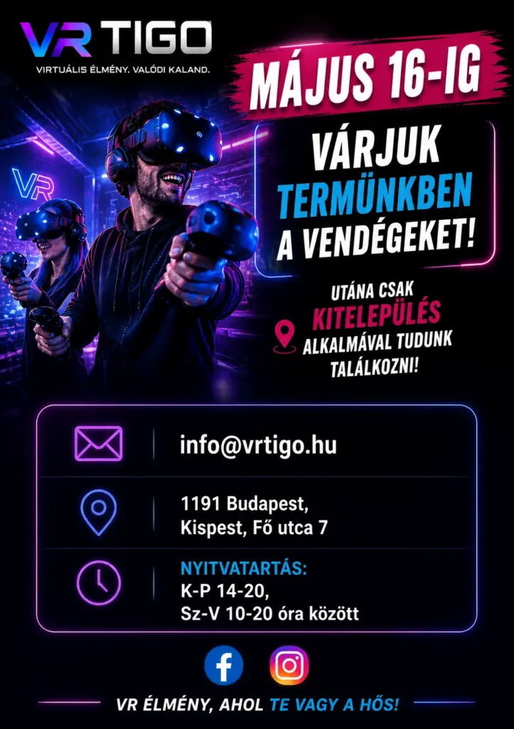 VRTigo VR terem Budapesten akciós plakát